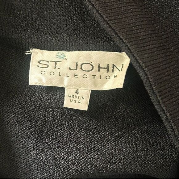 St John Collection Black Zip Up Long Sleeve Knit Size 4 - Picture 12 of 14